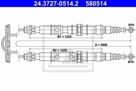 Трос, стояночная тормозная система ATE 24372705142