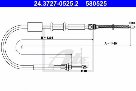 Трос, стояночная тормозная система ATE 24.3727-0525.2