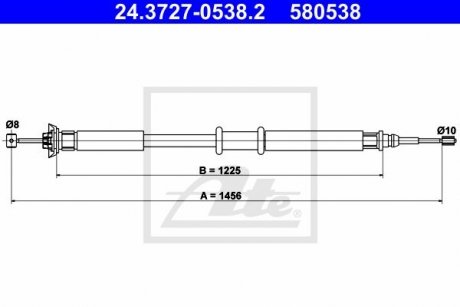 Трос, стояночная тормозная система ATE 24.3727-0538.2 (фото 1)