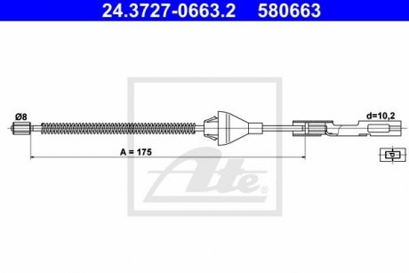 Трос, стояночная тормозная система ATE 24.3727-0663.2 (фото 1)