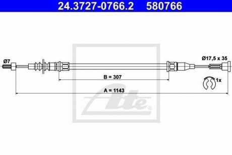Трос ручного гальма ATE 24372707662