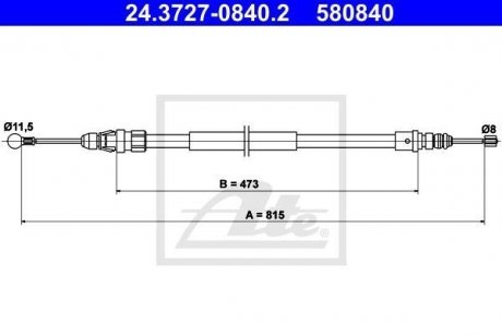 Трос, стояночная тормозная система ATE 24372708402