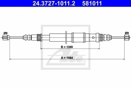 Трос, стояночная тормозная система ATE 24372710112