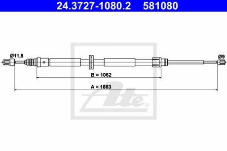 Трос, стояночная тормозная система ATE 24.3727-1080.2 (фото 1)