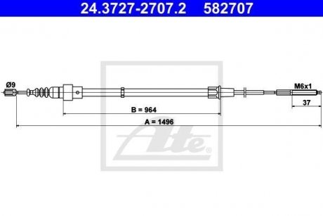 Трос ручного гальма ATE 24.3727-2707.2