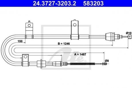 Трос, стояночная тормозная система ATE 24.3727-3203.2 (фото 1)