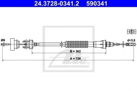 Трос, управление сцеплением ATE 24372803412