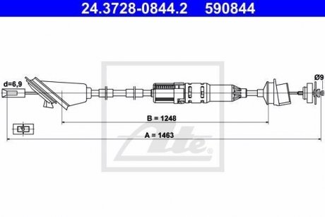 Трос, управление сцеплением ATE 24.3728-0844.2