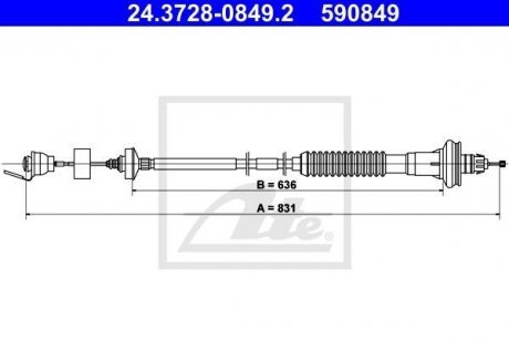 Трос, управление сцеплением ATE 24.3728-0849.2 (фото 1)