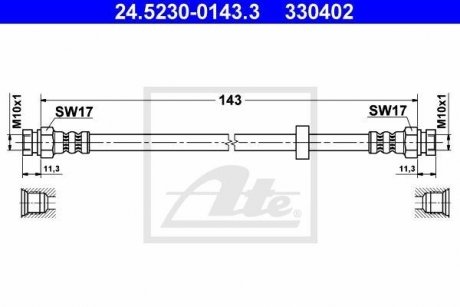 Тормозной шланг ATE 24.5230-0143.3 (фото 1)