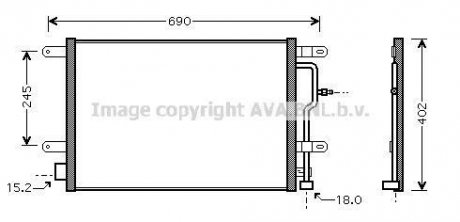 Конденсор кондиціонера COND AUDI A4 03- ALL AVA COOLING AI5199 (фото 1)