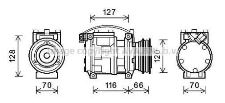 Компресор кондиціонера BMW 3 (E36), LAND ROVER RANGE ROVER II 09.91-03.02 AVA COOLING BWAK232 (фото 1)