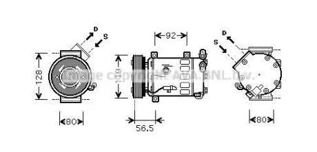Компресор кондиціонера CITROEN BERLINGO, BERLINGO MULTISPACE, BERLINGO/MINIVAN, C3 II, C4, C4 GRAND PICASSO I, C4 I, C4 PICASSO I, C5 III, PEUGEOT 3008, 3008 I, 307, 308, 308 I 1.4D-2.0ALK 08.00- AVA COOLING CNAK242
