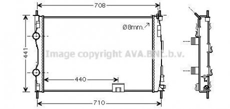 Радиатор, охлаждение двигателя AVA COOLING DNA2288