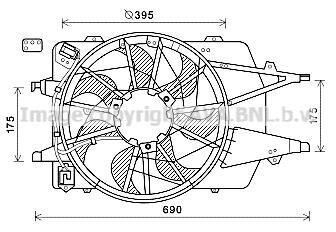 Вентилятор радіатора (з корпусом) FORD FOCUS I, FOCUS I/KOMBI 1.4-2.0 08.98-03.05 AVA COOLING FD7577 (фото 1)