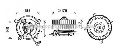 Вентилятор обігрівача салону Mercedes-Benz E-class (W210) (96-03) auto AC AVA COOLING MS8621 (фото 1)