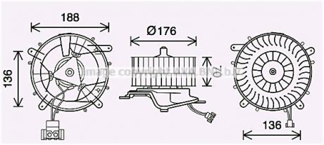 Вентилятор обігрівача салону Mercedes-Benz S-class (W220) (98-05) AVA COOLING MS8689 (фото 1)