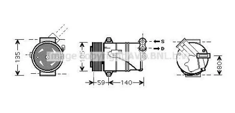 Компрессор кондиционера Opel Astra H (04-), Zafira B (05-) 1.9CDTi AVA AVA COOLING OLAK437 (фото 1)