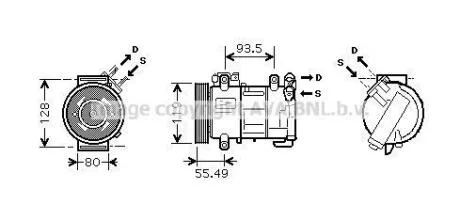 Компресор кондиціонера DS DS 4, DS 5, CITROEN BERLINGO, BERLINGO MULTISPACE, BERLINGO/MINIVAN, C4, C4 CACTUS, C4 GRAND PICASSO I, C4 I, C4 II, C4 PICASSO I, DS4, DS5, PEUGEOT 3008, 308 09.07- AVA COOLING PEAK315