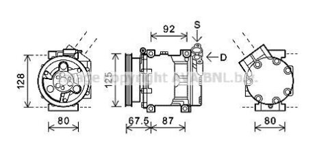Компрессор кондиционера Renault Logan (05-), Sandero (08-) 1.4i, 1.6i AVA COOLING RTAK619 (фото 1)