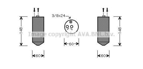 Осушувач кондиціонера SUBARU FORESTER, IMPREZA, LEGACY III, OUTBACK 1.6/2.0/2.5 08.92-08.03 AVA COOLING SUD090