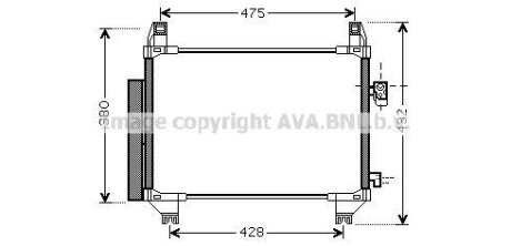 Конденсер TOYOTA YARIS 1.4D 06- AVA COOLING TOA5407D (фото 1)