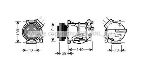 Компресор кондиціонера VOLVO S80 II, XC90 I 01.05-03.12 AVA COOLING VOAK144