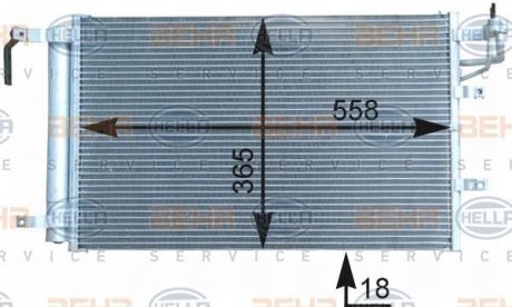 Конденсатор Kia Cerato 1.5, 1.6, 2.0 04 - 07 Spectra 1.5, 1.6, 2.0 04 - 09 BEHR 8FC351303091 (фото 1)