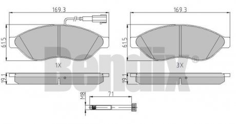 КОЛОДКИ ТОРМОЗНЫЕ FIAT DUCATO 06> ПЕРЕД 1-ДАТЧИК Bendix 510515