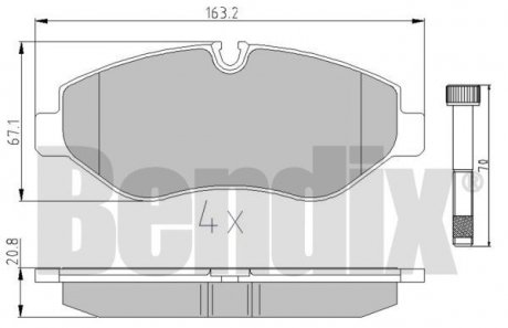 Колодки гальмові MERCEDES SPRINTER 06> 906 ПЕРЕД БЕЗ ДАТЧИКА Bendix 510517