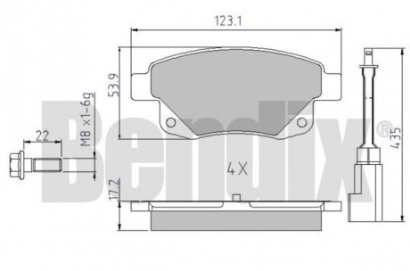 Колодки гальмові FORD TRANSIT 06> ЗАД 2-ДАТЧИКА Bendix 510620