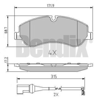 КОЛОДКИ ТОРМОЗНЫЕ FORD TRANSIT 13> ПЕРЕД Bendix 511146
