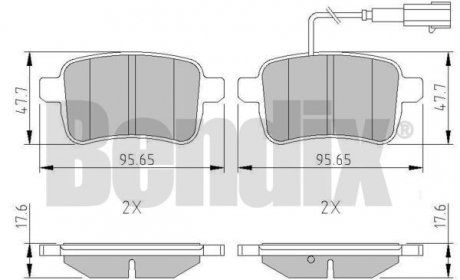 Колодки гальмові ALFA GIULIETTA 10> ЗАД Bendix 511225 (фото 1)