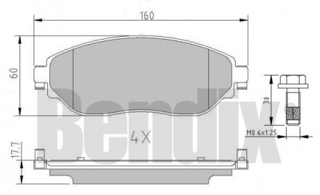 Колодки гальмові RENAULT TRAFIC 14> ПЕРЕД БЕЗ ДАТЧИКА Bendix 511234