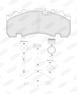 Комплект гальмівних колодок задн KB SB4345T (SB7) BERAL BCV29263TK