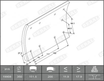 Фото 1 - автозапчастина BERAL KBL1990801550 Автозапчастина BERAL KBL1990801550 (фото 1)