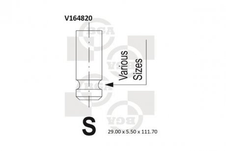 Клапан впуск. LANCER 1.6 03- BGA V164820