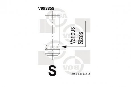 Клапан выпуск (29х6х114.2)Mitsubishi Galant/L300 2.0i -03 (4G63) BGA V998858