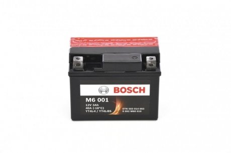 Мотоциклетна акумуляторна батарея AGM 12V 3 А*ч 40А - кратн. 6 шт BOSCH 0092M60010 (фото 1)
