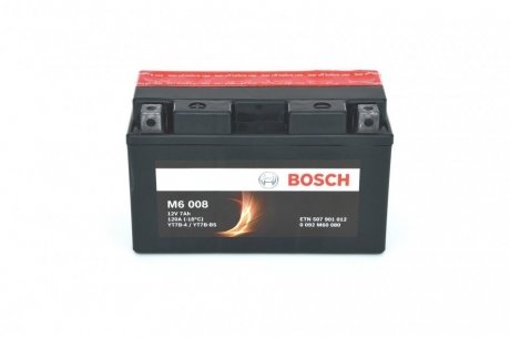 Мотоциклетна акумуляторна батарея AGM 12V 7 А*ч 120А - кратн. 6 шт BOSCH 0092M60080 (фото 1)