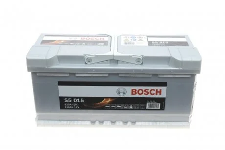 Акумулятор S5 12В/110Ач/920А (R+) (393х175х190) BOSCH 0 092 S50 150