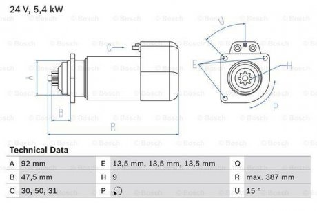 Стартер BOSCH 0986011570