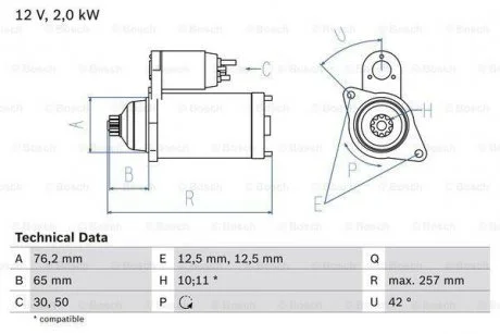 Стартер BOSCH 0986018390