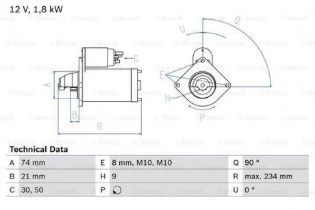 Стартер BOSCH 0 986 021 230
