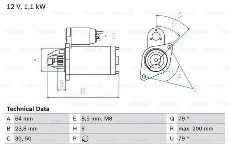 Стартер BOSCH 0986021240