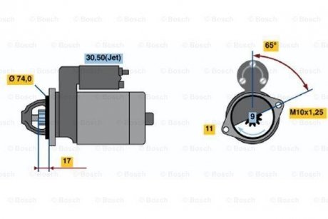 Стартер BOSCH 0 986 021 530 (фото 1)