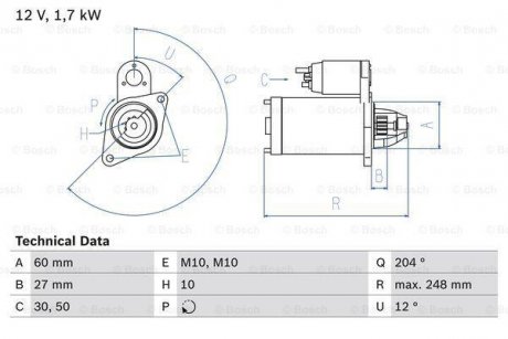 Стартер BOSCH 0 986 023 100 (фото 1)