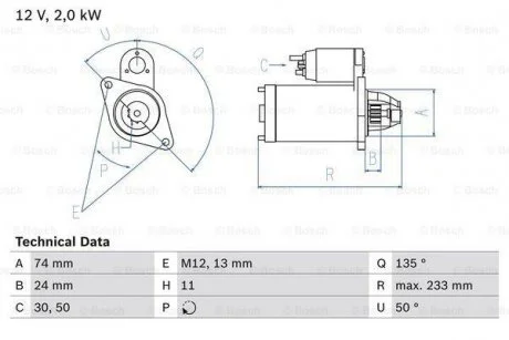 Стартер BOSCH 0986023240