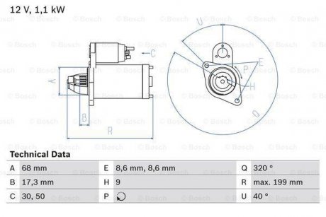 Стартер BOSCH 0986023660