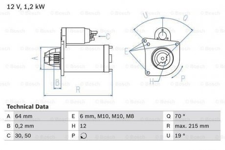 Стартер BOSCH 0986025180 (фото 1)